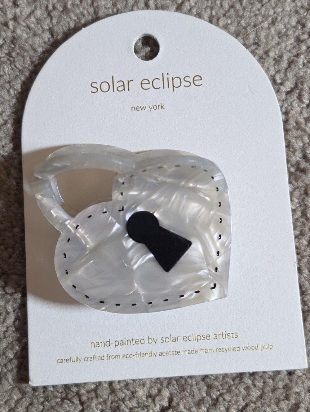 Solar Eclipse Hand Painted Heart Locket Hair Clip